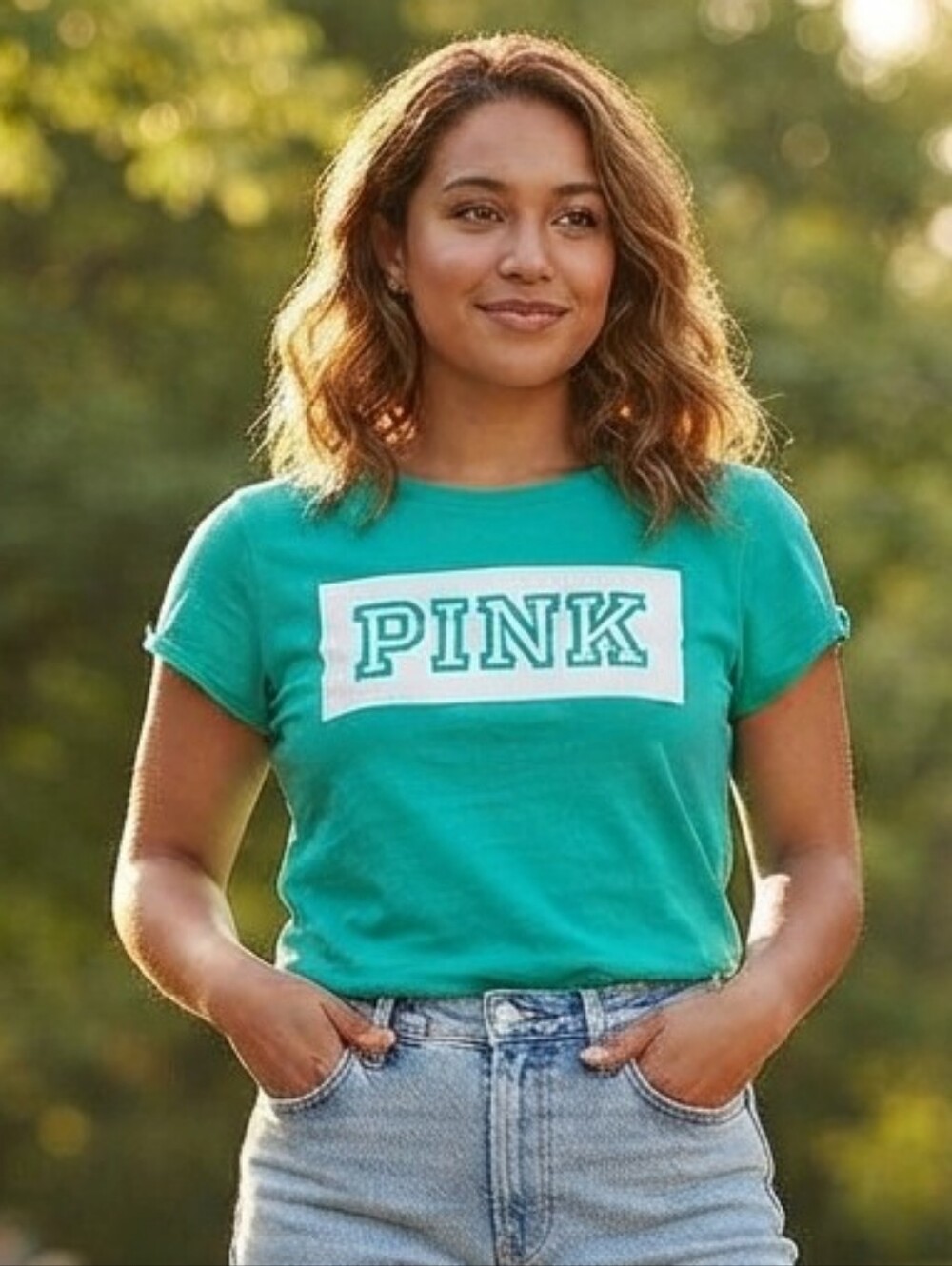 Victoria's Secret PINK Medium Teal Logo Tee